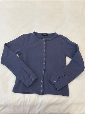 J. Crew Slate Blue Snap-Front Long Sleeve Cardigan